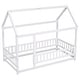 preview thumbnail 7 of 6, Twin Size Wooden House Bed Floor Bed with Wood House Roof Frame and Guardrails for Toddler Kids Bedroom, No Box Spring Needed
