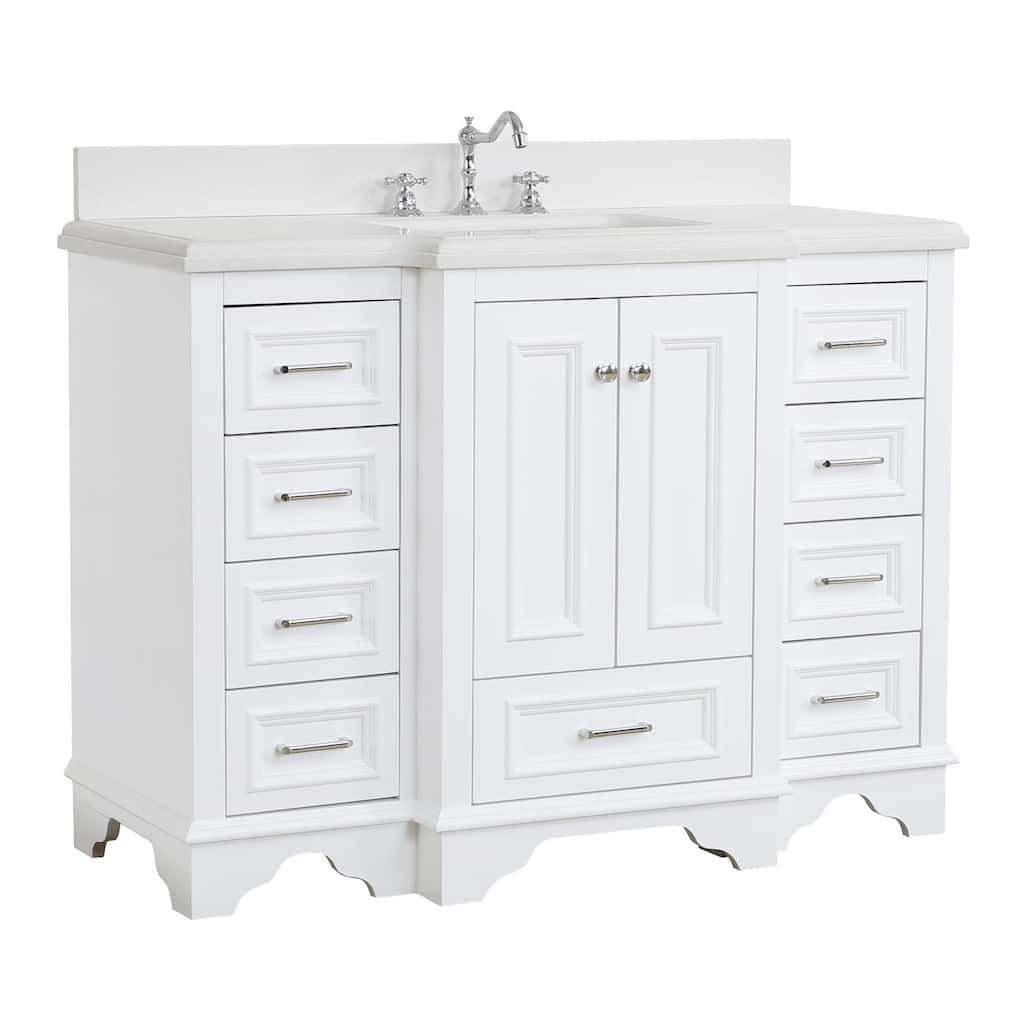 KitchenBathCollection Nantucket 48" Bathroom Vanity with Quartz Top