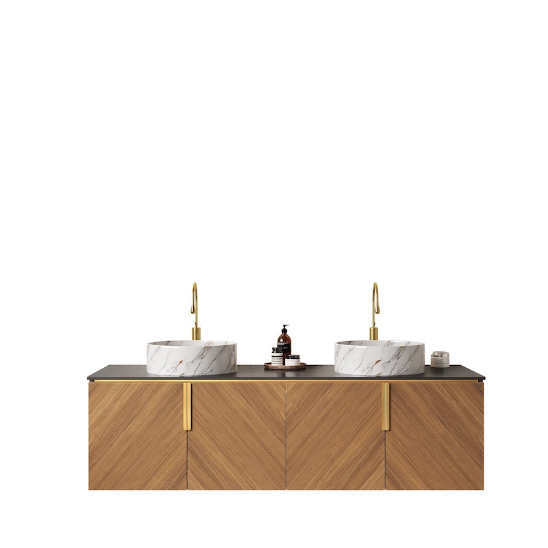 Wall Mounted Bathroom Vanity with Sintered Stone Countertop and Sink