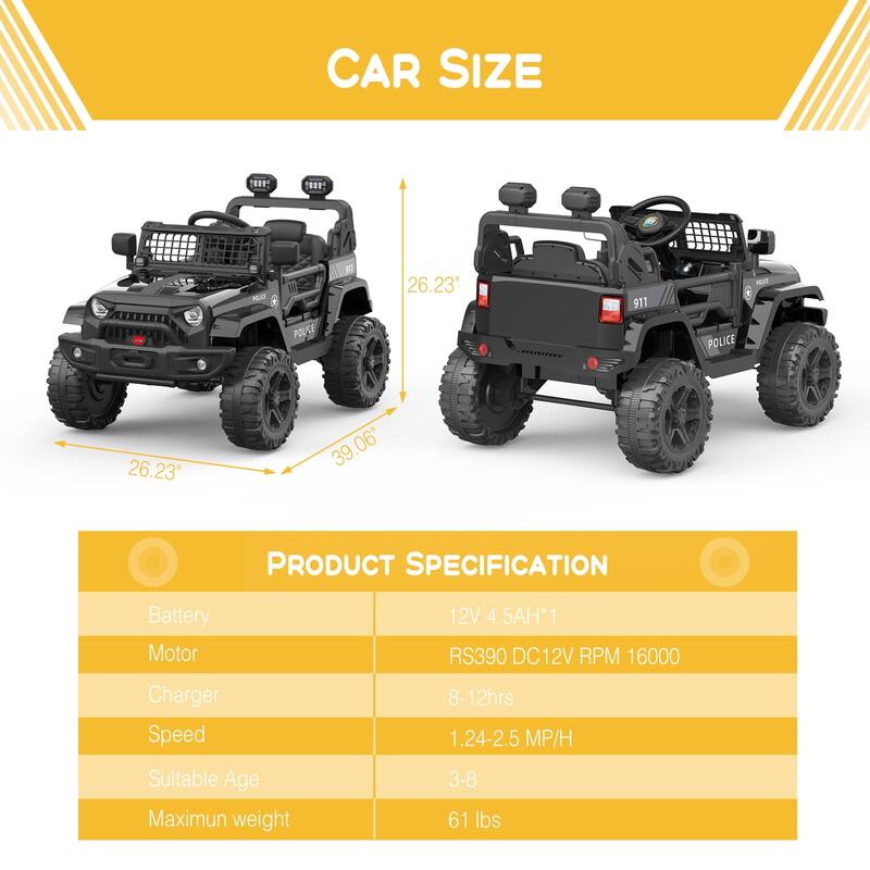 12V Kids Electric Vehicles Ride On Truck Car w/Parent Remote Control