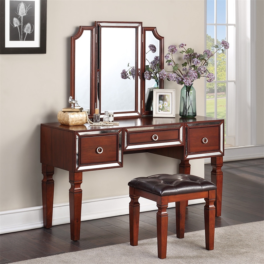 Cherry wood vanity set deals