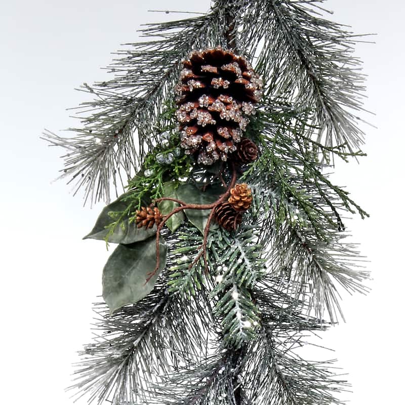 48" Frost Pine Cedar Leaf Garland - Frosted Green - 48-Inch