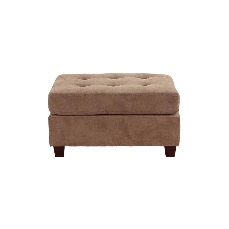 Cocktail Ottoman Waffle Suede Fabric Truffle Color W Tufted Seats Ottomans Hardwoods Living Room