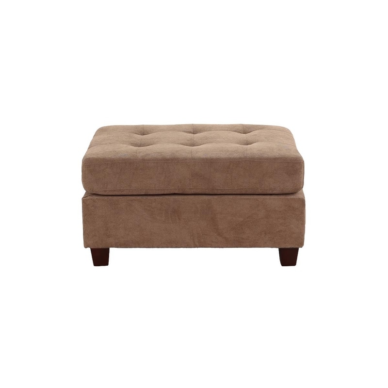 Cocktail Ottoman Waffle Suede Fabric Truffle Color W Tufted Seats Ottomans Hardwoods Living Room