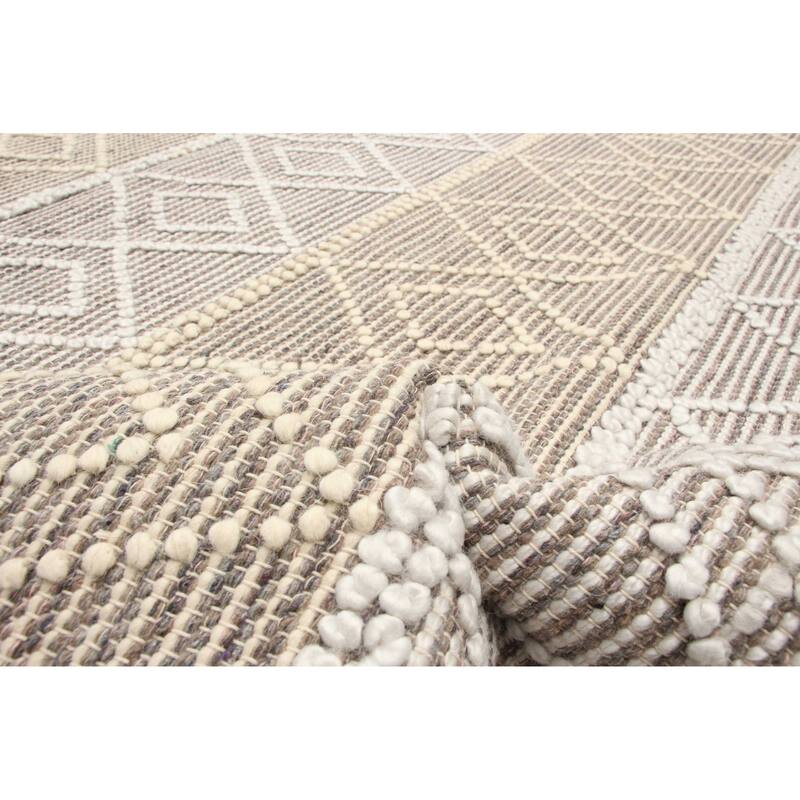 ECARPETGALLERY Braid weave Sienna Taupe Wool Rug - 6'1 x 8'11