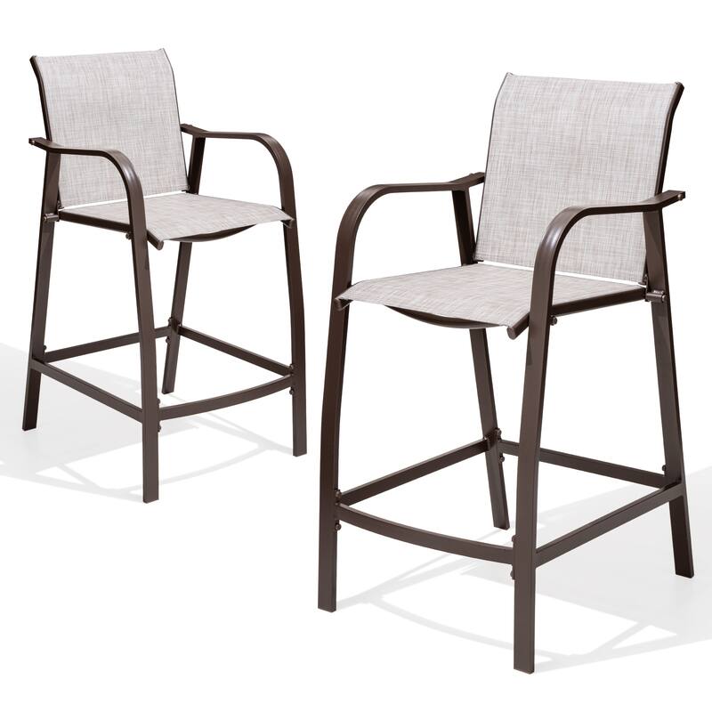 Crestlive Products Outdoor Outdoor Cast Aluminum Swivel Bar Stools with Sunbrella Cushion