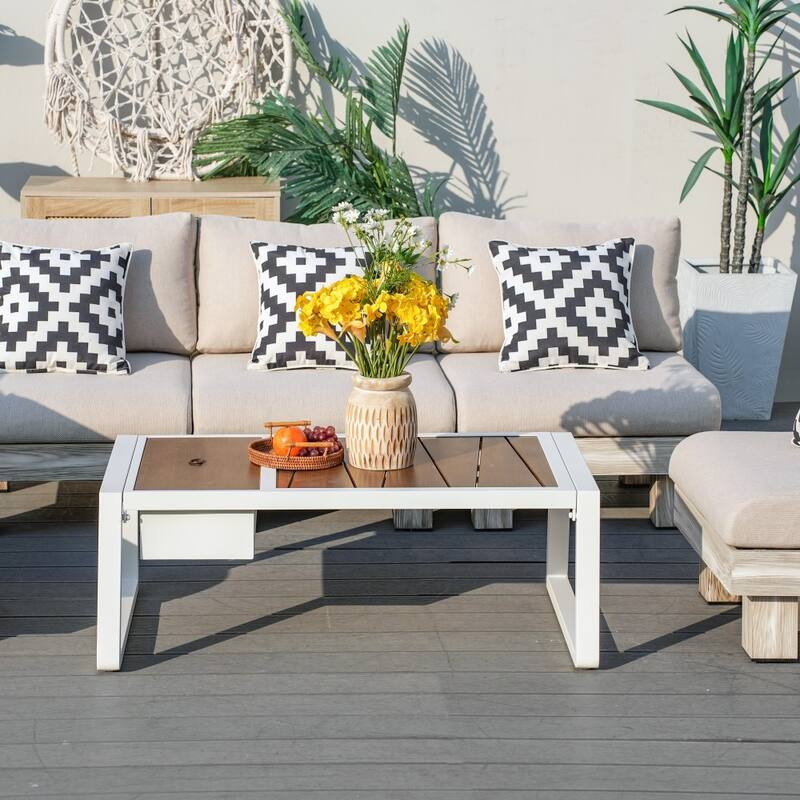 Modern Outdoor Conversation Set with Coffee Table and Ice Bucket