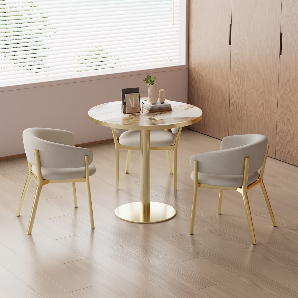 Square Modern Dinning Table 31.5 inches Bistro Table Tulip Table with Faux Marble top, Sturdy Metal Frame Diameter