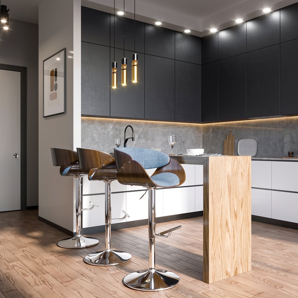 WYNDENHALL Gilford Mid Century Modern 34" Adjustable Swivel Bar Stool