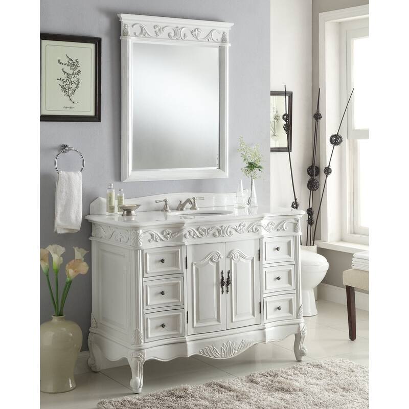 48" Benton Collection Beckham Antique White Bathroom Vanity