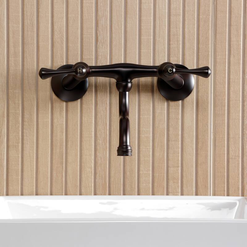 Kingston Brass Kingston Two-Handle 2-Hole Wall Mount Bathroom Faucet