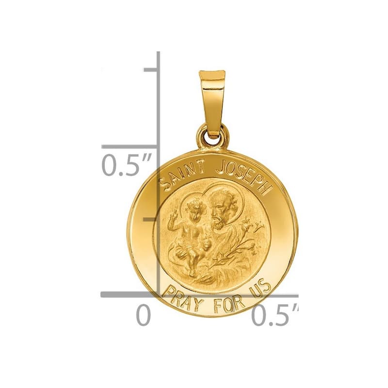 Curata 14k Yellow Gold 18" Satin St. Joseph Medal Pendant Necklace