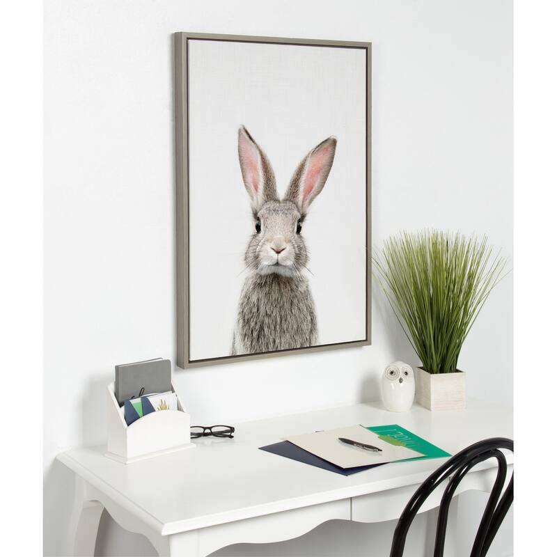 Kate and Laurel Sylvie Young Rabbit Framed Canvas by Amy Peterson