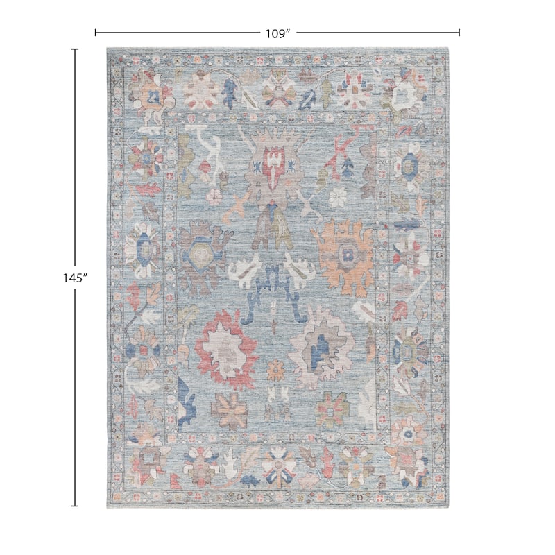Oushak One-of-a-Kind Hand-Knotted Area Rug - Blue - 9' 1" x 12' 1"