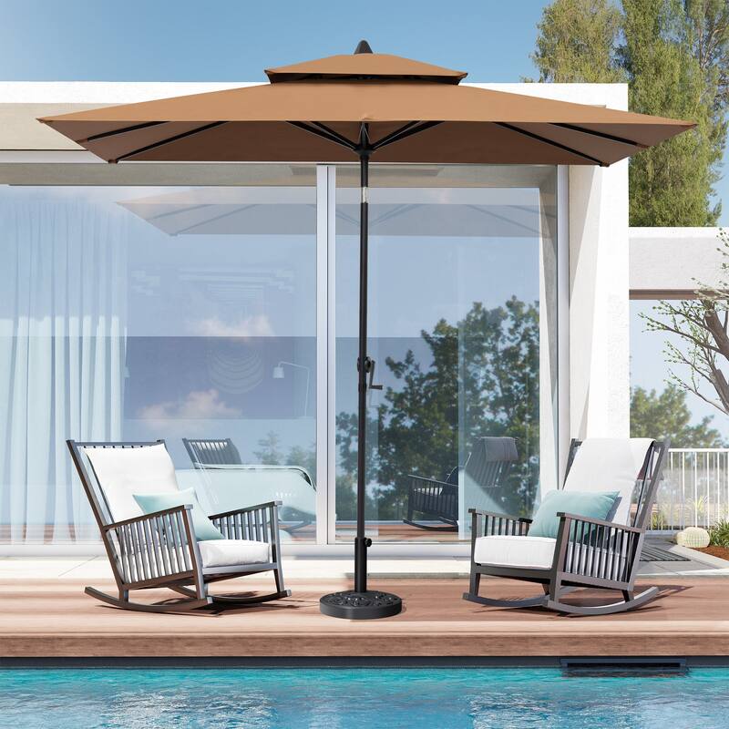 Crestlive 9 x 5 FT Double Top Patio Outdoor Market Umbrella Table Umbrella, Base Not Included