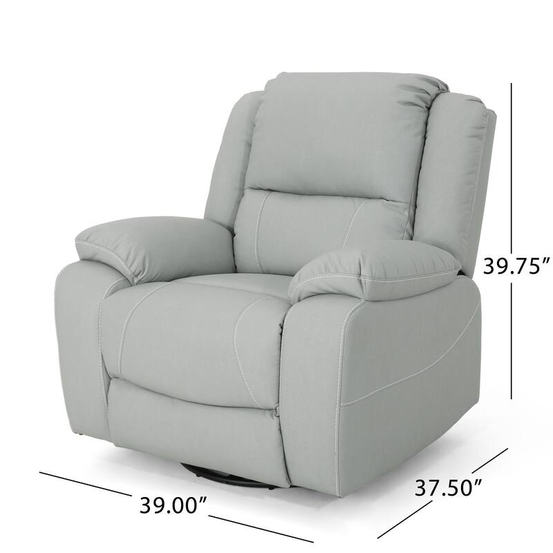 Roomfitters 39" Wide Faux Leather Manual Swivel Standard Recliner, Comfortable Lounge Chair for Living Room