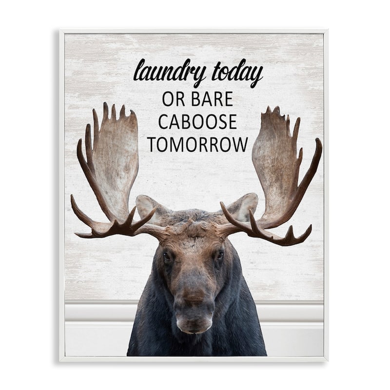 Stupell Laundry Today Bare Caboose Tomorrow Framed Giclee Art Design By Lettered and Lined - 16 x 20 - White