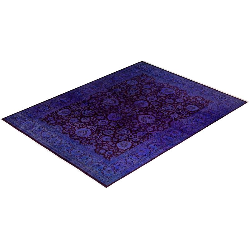 Overton Hand Knotted Wool Vintage Inspired Modern Contemporary Overdyed Purple Area Rug - 9' 2" x 12' 3"