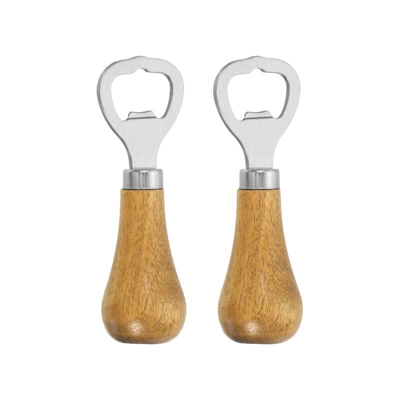 Vertical Bottle Opener, Wooden Handle Stainless Steel Opener