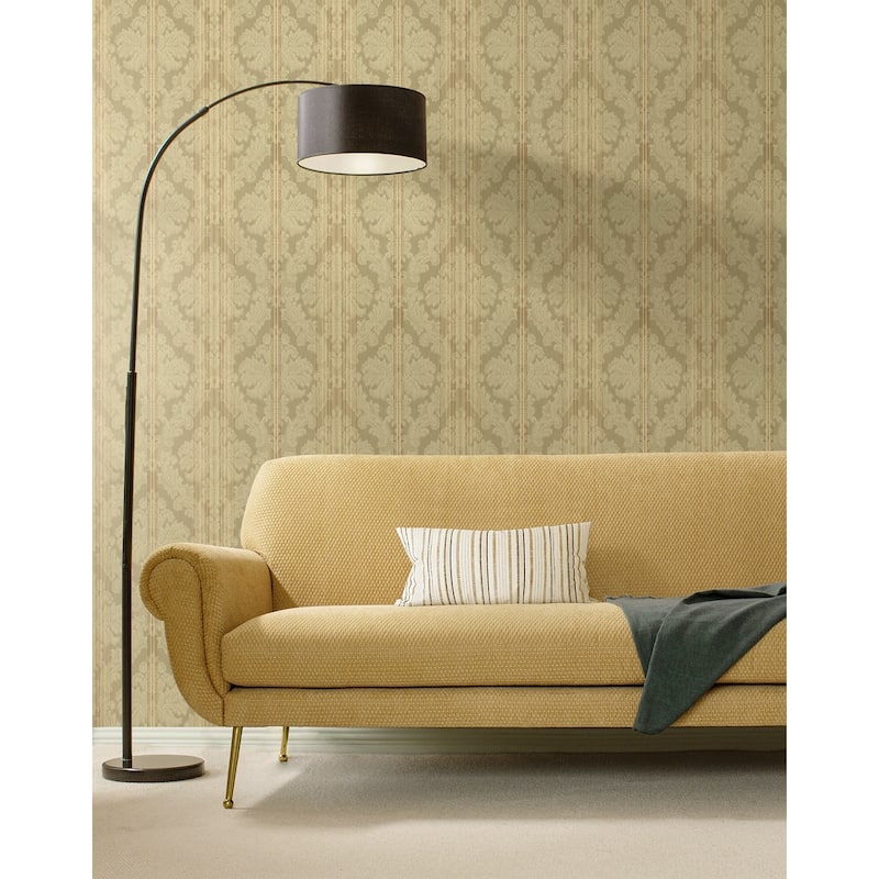 Seabrook Designs Nadia Striped Damask Unpasted Wallpaper