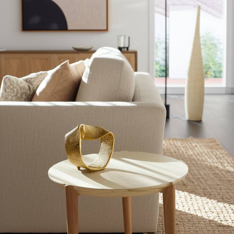 Twisted Hammered Ring Table Sculpture and Statues for Home Decor, Gold