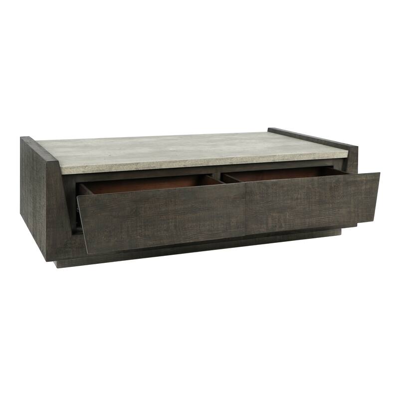 Classic Home Tori 58" Reclaimed Wood Coffee Table in Dark Brown - Dark Brown - Reclaimed Wood