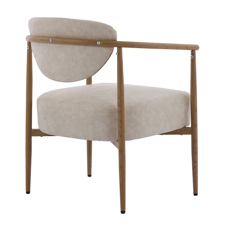 Set of 2 Dining Chairs, Living Room Chair, PU with Foam Back and Seat, Soft and Comfortable Seating, Metal Frame