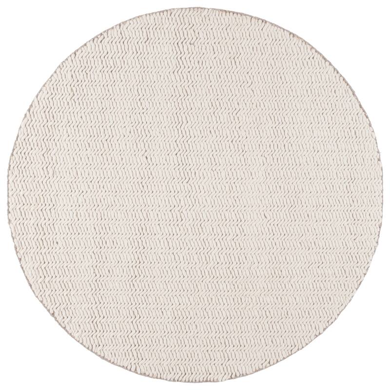 SAFAVIEH Hand-Loomed Natura Kora Transitional Wool Rug - 6' Round - Ivory