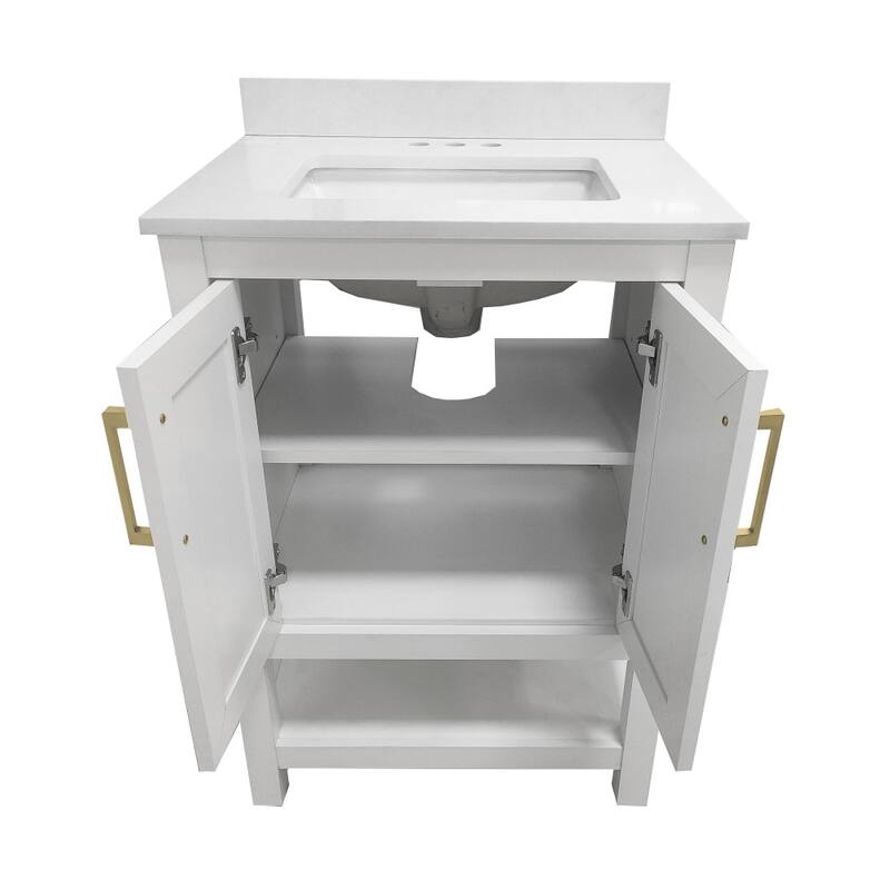 Bathroom Vanity with Undermount Sink and Open Storage Shelf