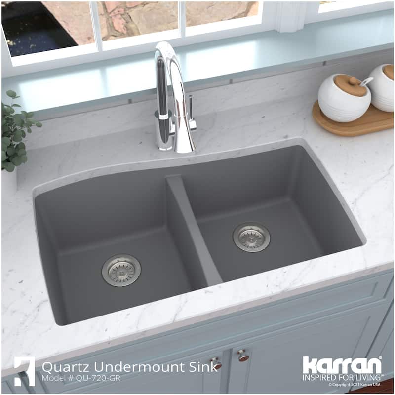 Karran USA QU-720 Quartz QU 33-1/2" Undermount Double Basin Quartz