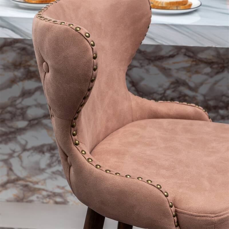 Modern Faux Leather Tufted Nailhead Trim Counter Stool Set of 2
