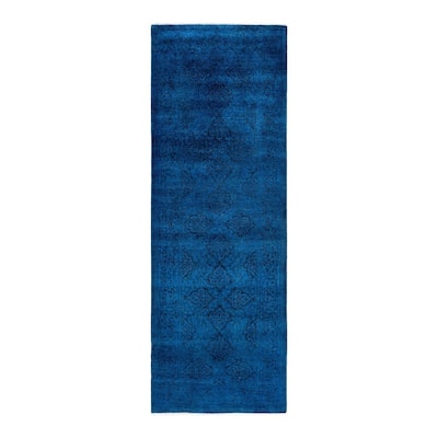 Contemporary Overdyed Wool Hand Knotted Runner - 2' 8" x 7' 10"