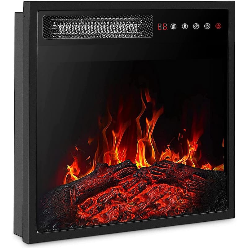 BOSSIN 18 inches Electric Fireplace Heater, 750/1500W Electric Fireplace Insert with Overheating Protection - 18 inch - Black