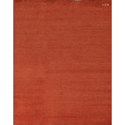 Modern Orange Gabbeh Oriental Rug Handmade Wool Carpet - 4'10" x 6'0"
