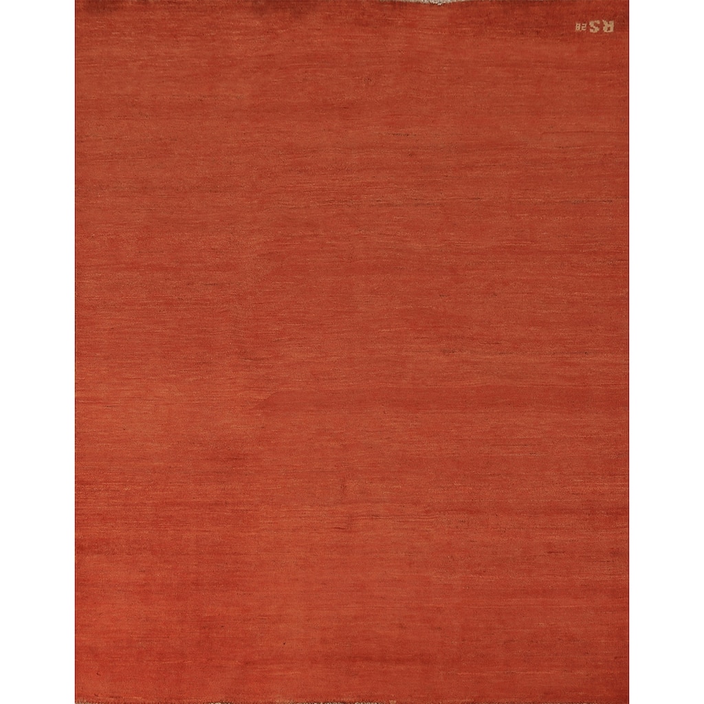 Modern Orange Gabbeh Oriental Rug Handmade Wool Carpet - 4'10" x 6'0"