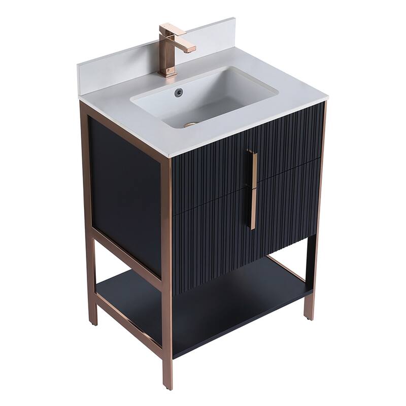 Fine Fixtures Serenity Modern Bathroom Vanity with White Stone Top