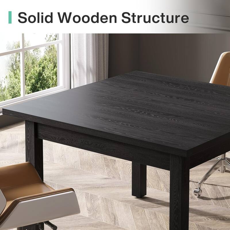 Square Conference Table with Solid Wood Legs Small Meeting Table for Conference/Seminar Room Boardroom