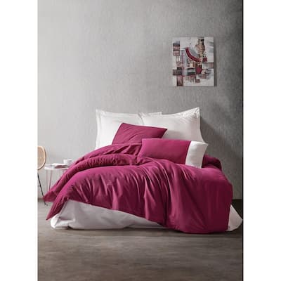 SUSSEXHOME Full Size Duvet Cover Set Claret, Hypoallergenic
