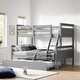 preview thumbnail 14 of 24, Twin over Full Bunk Bed with Ladder, Twin Size Trundle and Safety Guardrail for Guest Room Grey