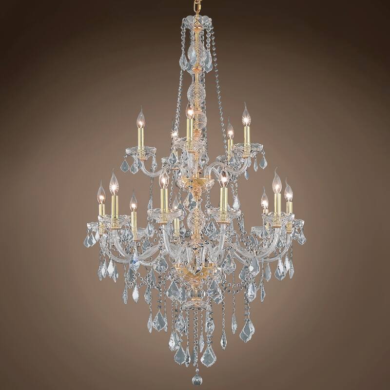 Elizabeth 15 Light 33" Gold Chandelier With Smoke Crystals & Led Bulbs - 52.00