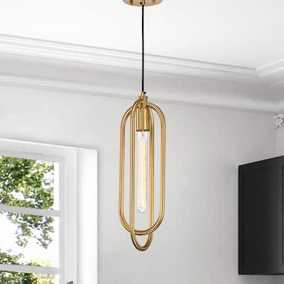 Pristin Gold Abstract Open Metal Frame 1-Light Pendant Light