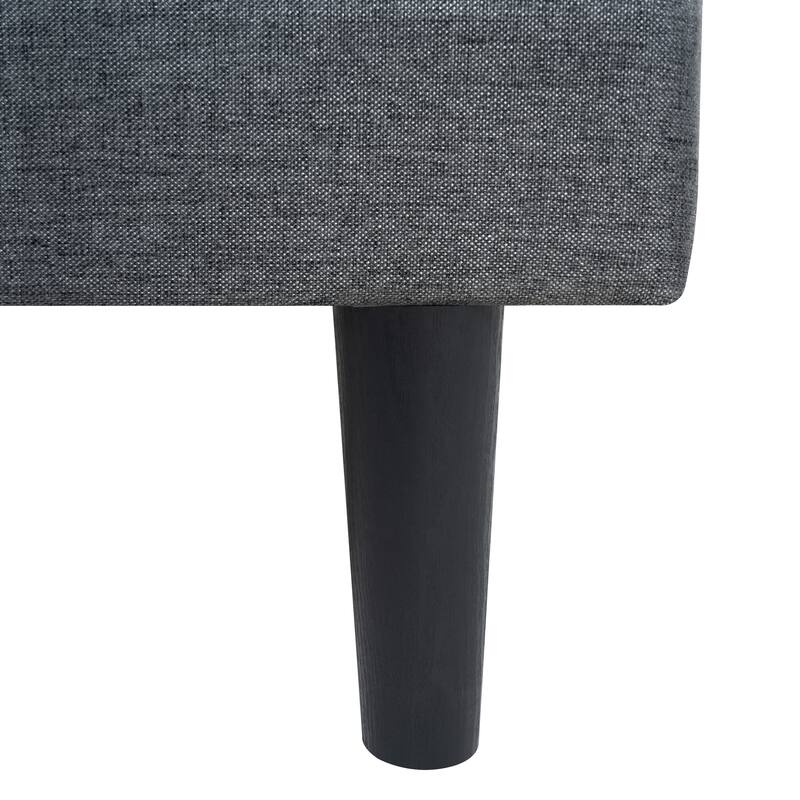 Modern Queen Size Upholstered Platform Bed Frame with Button Tufted Headboard, No Box Spring Needed, Dark Grey