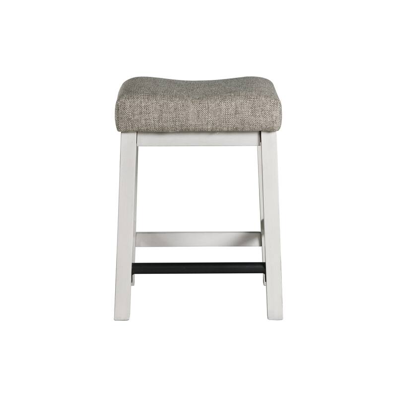 Drake Two-Toned Rustic White and Oak Backless Counter Height Stool (Set of 2)