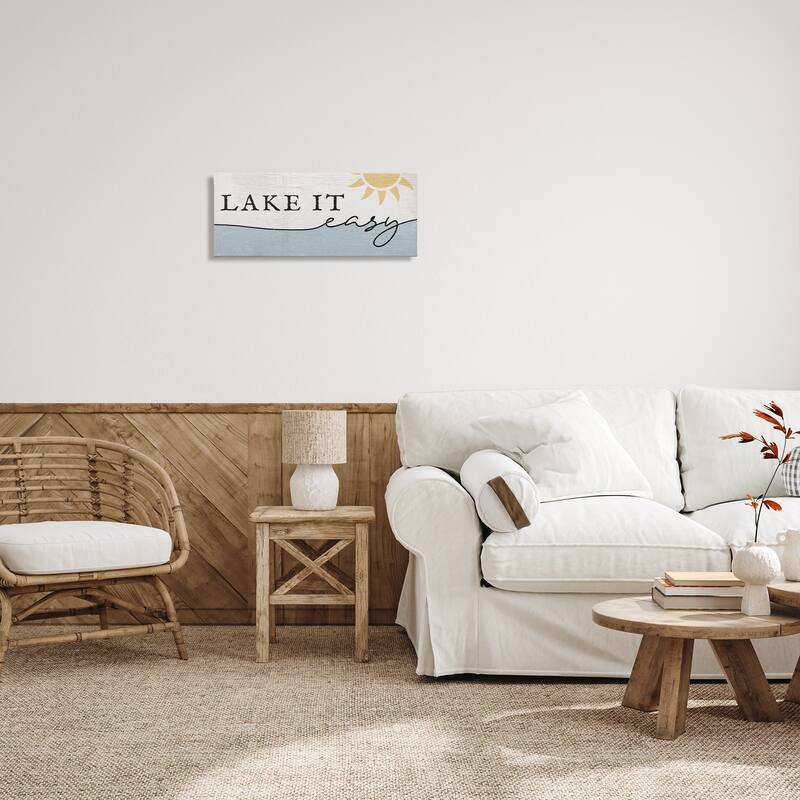 Stupell Nautical Pun Lake It Easy Phrase Sunny Water Canvas Wall Art - Off-White