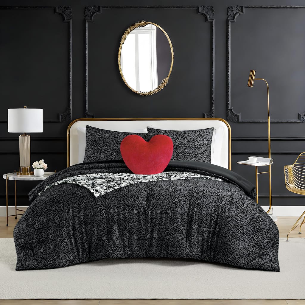 Betsey Johnson Leopard Forever Reversible Grey Comforter Bonus Set