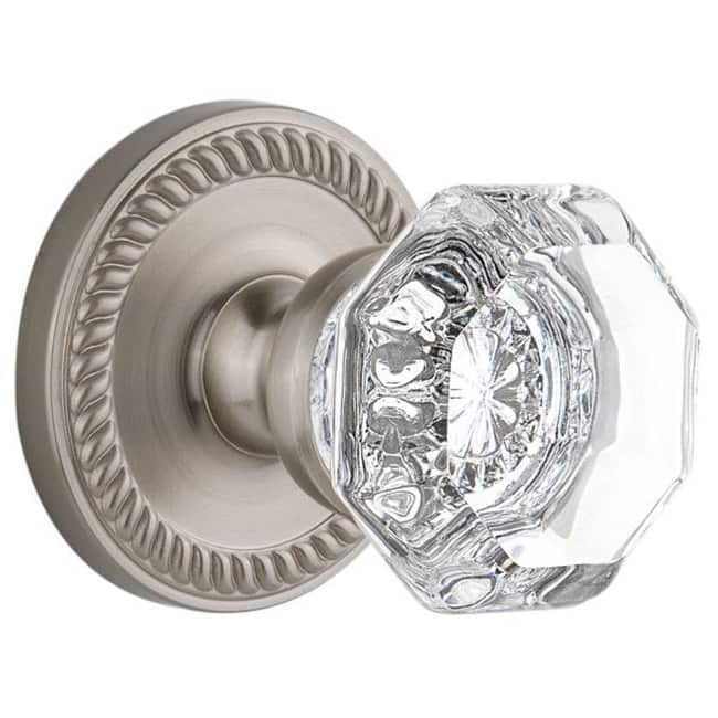 Grandeur Newport Solid Brass Rose Single Dummy Door Knob with Chambord - Satin Nickel