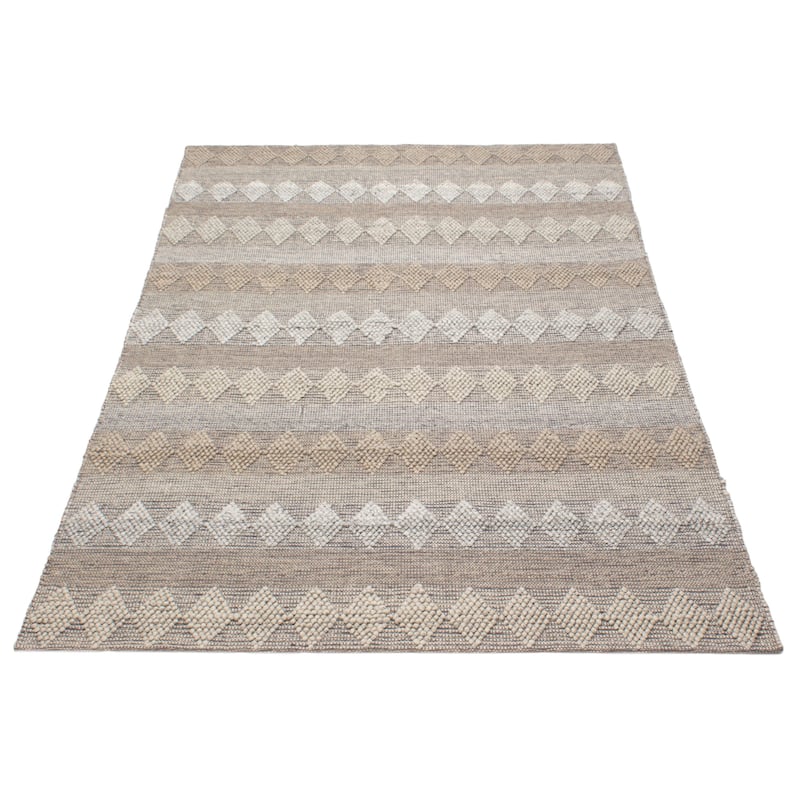 ECARPETGALLERY Braid weave Sienna Khaki Wool Rug - 6'1 x 9'0