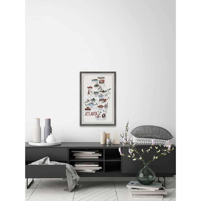 'Illustrated Map of the City of Atlanta' Framed Painting Print