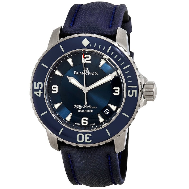 Blancpain Fifty Fathoms Men's Watch - Blue Strap Blue Face