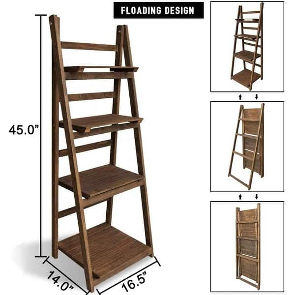 4 Tier Wooden Plant Ladder Shelf